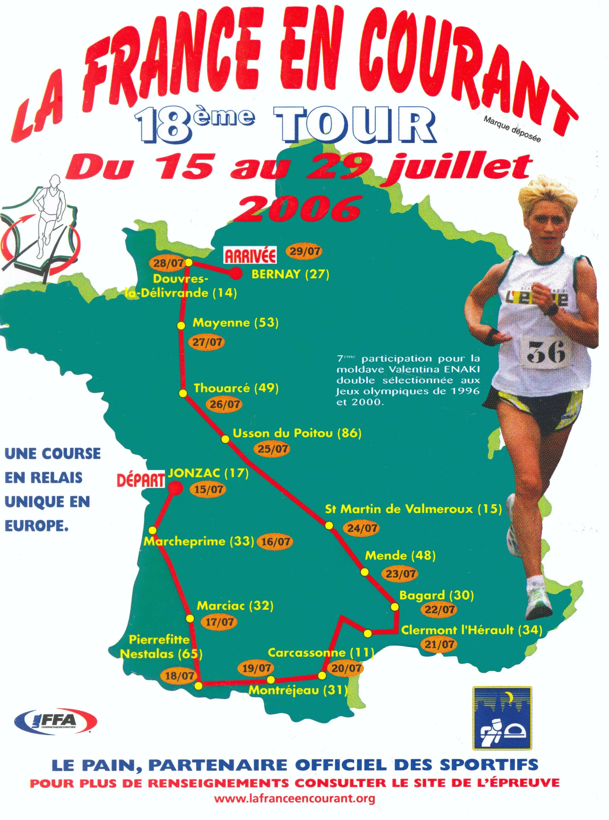 Carte du parcours de la France en courant 2006